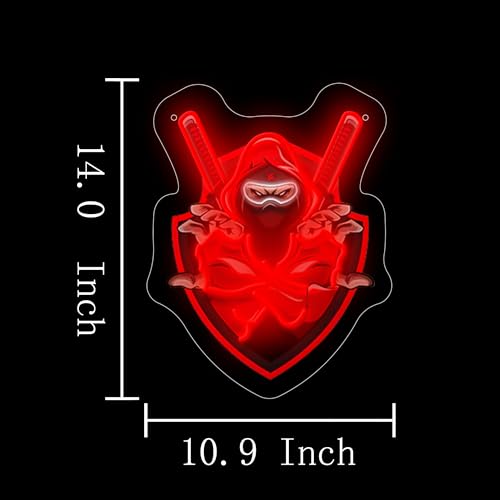 Image of Red Ninja Led Neon Sign Light Pop art Neon Sign Led Light Up Sign Room Wall Decor Man Gaming Room, Kids Room, Bar Decoration, Birthday Party Gifts