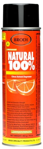 Natural100% Citrus Solvent Degreaser – 100% Pure Terpene Formula, 16oz Aerosol Spray – Removes Grease, Adhesive, Oil, Tar & Asphalt – Safe Biodegradable Cleaner for Tools, Engines, Equipment & More