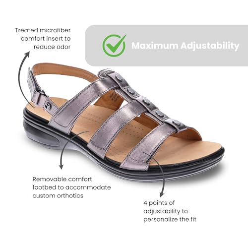Image of Revere Toledo Women's Sandals - Gladiator Inspired Premium Leather Walking Sandals - Stylish and Trendy - Orthotic-Friendly with Arch Support and Adjustable Fit