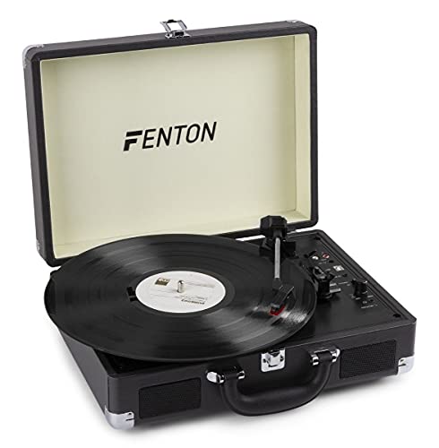 Fenton RP115C Platine Vinyle Vintage avec Valise de Rangement – Noir, fonctionnalité Bluetooth, Tourne Disque avec Haut… - Les Beatles, Paul McCartney, John Lennon, RIngo Starr, George Harrison Fenton RP115C Platine Vinyle Vintage avec Valise de Rangement - Noir, fonctionnalité Bluetooth, Tourne Disque avec Haut… – Image 3
