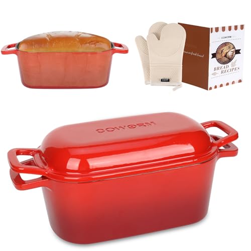 Image of 3.6QT Oval Enameled Cast Iron Dutch Oven, Sourdough Bread Baking Pan with Lid
