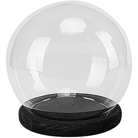 MyGift Glaskugel für Terrarium und Andenken, 15,2 cm, mit schwarzem Holzsockel Cover