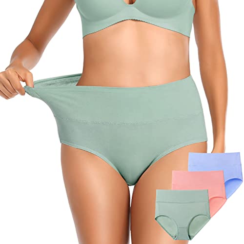 OLIKEME Cotton Underwear For Women High Waisted Full Coverage Postpartum C Section Underware Stretch Briefs Soft and Breathable Plus Size Underpants Ladies Panties