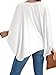 Vrtige Women's Casual V Neck Batwing Long Sleeve Blouse Shirt Tunic Top White Small