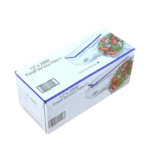 Fit Meal Prep Plastic Food Film Seal Wrap in Cutter Dispenser, Stretch Tight, Food Service Grade, 12