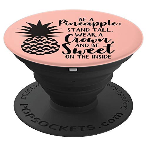 Matte Rose Pink Inspirational Quote Pineapple PopSockets Grip and Stand for Phones and Tablets