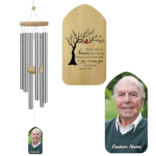 Image of ASTARIN Personalized Wind Chimes Outdoor Large Deep Tone,Large Customized WindChimes for Outside Tuned Relaxing Soothing, Memorial Wind Chimes Sympathy for Mom Dad