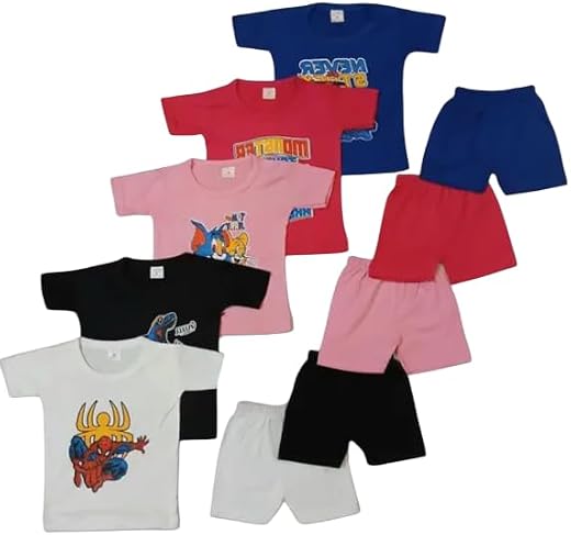 ZIPWELL Kids Half Sleeve T-Shirt Shorts Set | Soft Cotton Summer Wear for Boys & Girls | Comfortable Stylish Daily Outfit ...