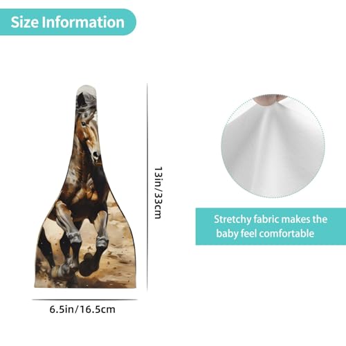 Western Horse Print Newborn Baby Hat, Soft Top Knotted Beanie Cap, Cute Infant Headwear for 0-6 Months Welcome Party Black4