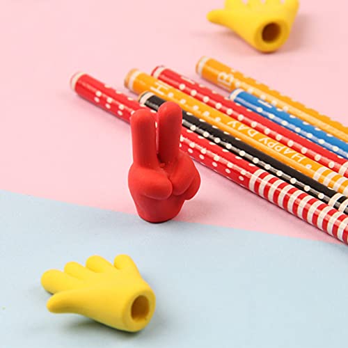 NUOBESTY 12Pcs Crianças Lápis De Madeira Bonito Colorido Stripe Lápis de Escrever Com O Gesto Do Ded
