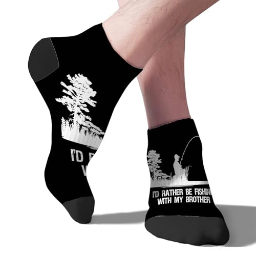 "I'd Rather Be Fishing With My Brother" Fisherman Boys Ankle Socks Funny Hidden Sock For Boys Liner Socks Humor Socks2