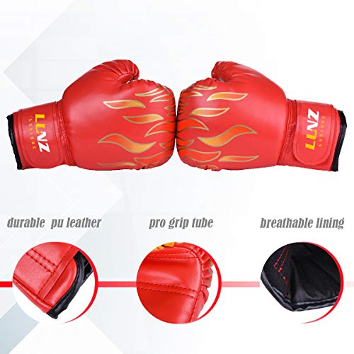 Luniquz Kids Boxing Gloves for Punching Bag Training, 4 OZ 6 OZ Fit 3 to 14 YR, Red