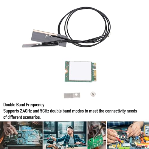 Tarjeta WiFi, AC 1200Mbps Doble Banda 2.4GHz 5GHz con Bluetooth 4.2 Tarjeta de Red Inalámbrica para PC de escritorio, Interfaz M.2 con Antena incorporada miniatura 2