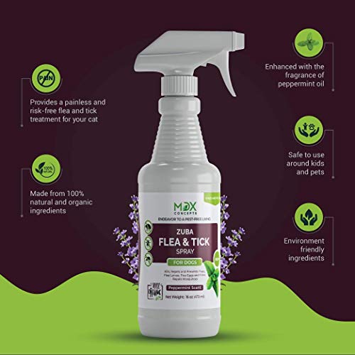mdxconcepts Organic Flea and Tick Control Spray for Dogs - Made in USA - Peppermint Oil Flea Treatment for Dogs –Flea Repellent 100% Natural –Essential Oils – Flea Killer - Safe to Use –16 oz - Thumbnail 4