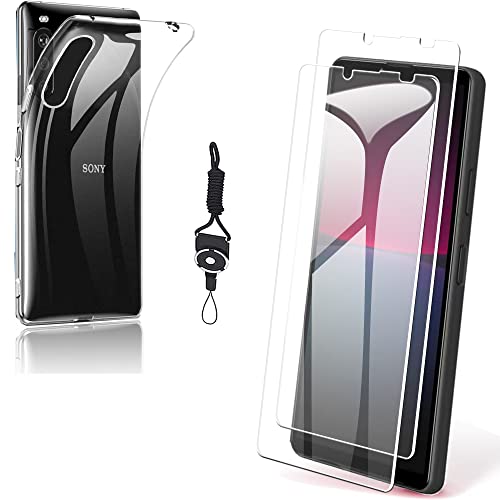 【2+1入り】Xperia 10 IV 用の ガラスフィルム+Xperia 10 IV 用の ケース クリア TPU【日本旭硝子製】Xperia 10 IV SO-52C 用のSOG07 用 フィルム 保護フィルム 硬度9H 強化ガラス + ケース 透明 耐衝撃 薄型 軽量 擦り傷防止 スマホケース エクスペリア10 IV SO-52C / SOG07 用の ケース 透明 TPU素材を使用した耐水、防指紋、散熱加工のTPUケース houge (Xperia10 IV)