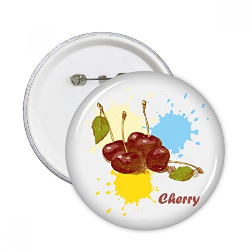 Badge cerise fruit aquarelle DIYthinker bouton rond déco L