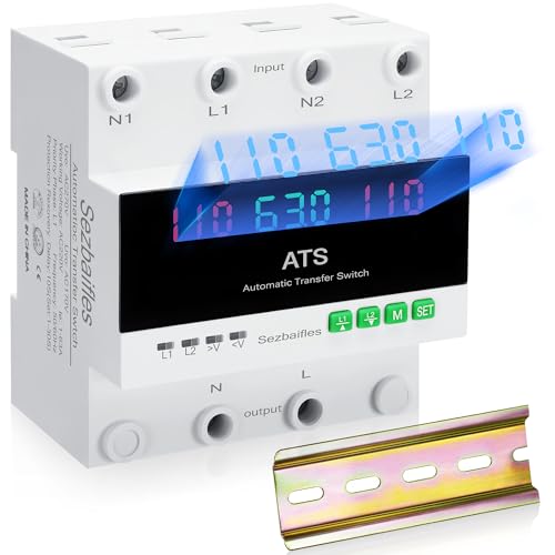 6-63Amp AC 110V Automatic Transfer Switch with LED Display, 2P