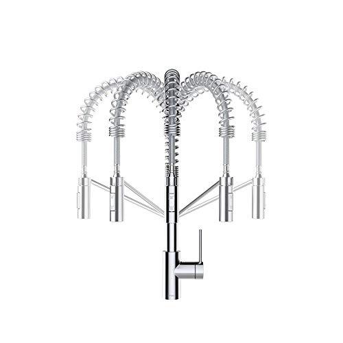 Image of KRAUS Oletto Commercial Style Single Handle Pull Down Kitchen Faucet with QuickDock Top Mount Installation Assembly in Chrome, KPF-2631CH