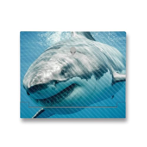 Image of MightySkins Carbon Fiber Skin Compatible with Alienware X14 R2 (2023) Full Wrap Kit - Great White Shark | Protective, Durable Textured Carbon Fiber Finish | Easy to Apply | Made in The USA