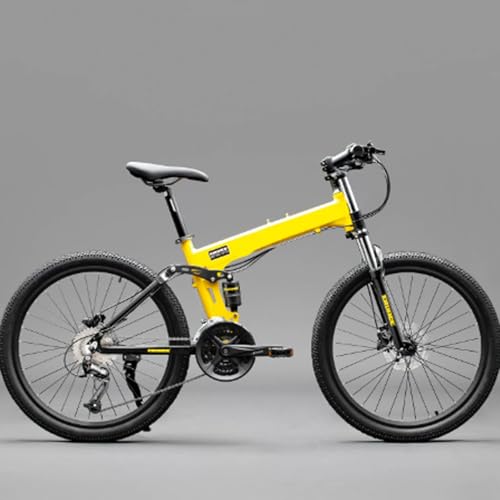Bicicleta de montaña plegable con suspensión total, bicicleta todoterreno de 24 velocidades con absorción de impactos y varias velocidades, horquilla delantera con suspensión todoterreno(J,26-inch)