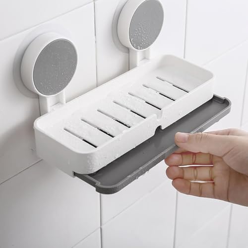 Image of Plastic Non-Drill Magic Sticker Self Adhesive Soap Holder for Bathroom /Soap Case /Soap Dish /Soap Box /Soap Stand (1 PCS Double Soap Box)