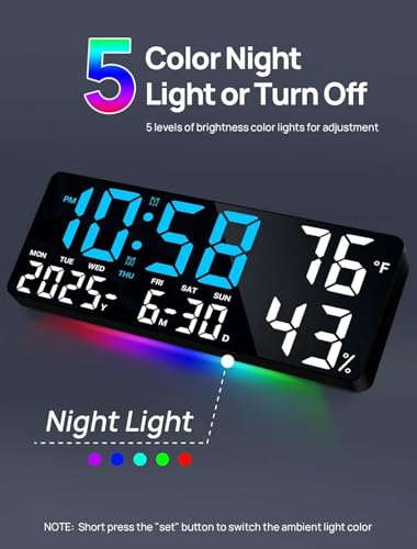 Image of HOME SKILL Alarm Clock for Heavy Sleepers Loud Clock for Adults, Table Clock with Backlight Alarm Clocks for Students Decoration Bedroom /Office (14 inch LED WALL Clock)