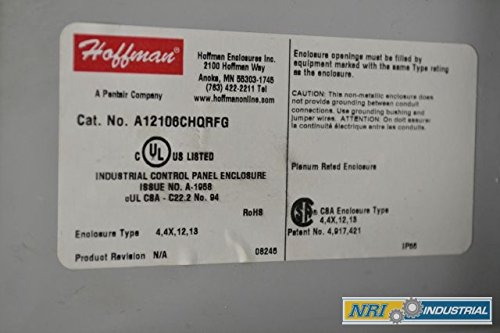 HOFFMAN A12106CHQRFG WALL-MOUNT FIBERGLASS 12X10X6 IN ENCLOSURE B214051