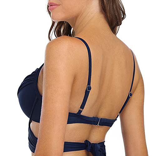 Hilor Women's Underwire Bikini Top Criss Cross Swimsuits Retro Push Up Bathing Suit Swim Tops3