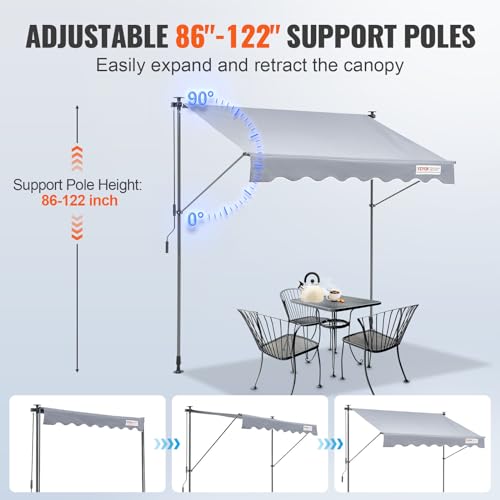 Vevor MANUAL RETRACTABLE AWNING 78 × 47 INCH Manual Retractable Awning, 78 Inch Outdoor Retractable Patio Awning Sunshade Shelter thumb #3