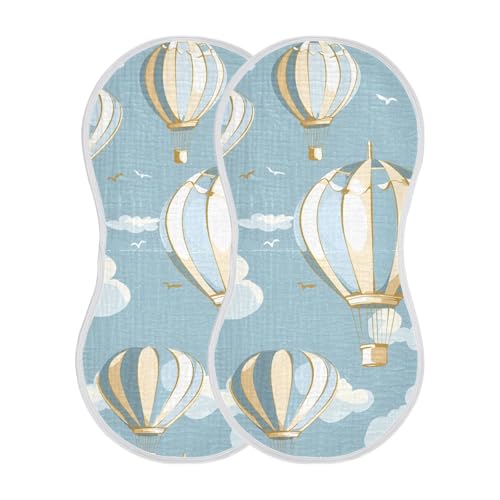 4 Pack Baby Burp Cloths, Soft Absorbent Burping Cloths for Babies, Cotton Milk Spit Up Rags, Large Size for Newborns, Baby Boys and Girls (Vintage Balloons Pattern)2