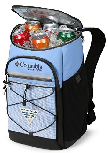 Columbia Pfg Roll Caster - 30-Can Insulated Backpack Cooler, White Lid #TOP2