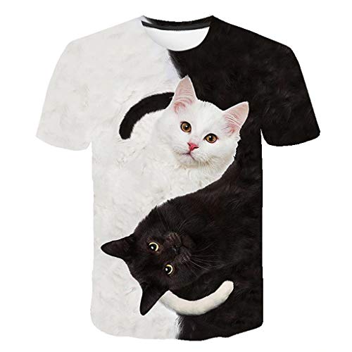 Yangsale Womens Fashion Shirt 3D Cat Print T-Shirt Casual Tee Tops Summer Short Sleeve Blouse O-Neck Sweatshirt Pet Lovers Gift (B, M) #TOP1