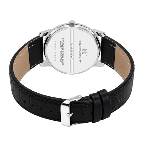 Image of TIMEWEAR Analog Slim Two Hands Leather Strap Watch for Men