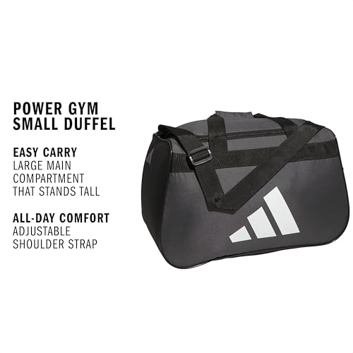 Image of adidas Power Gym Bag - Lightweight Small Duffel, Team Dark Grey /White /Black, OSFA
