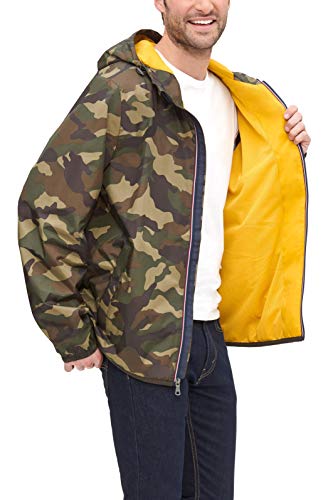 Tommy Hilfiger Mens Active Rain Slicker Jacket With Tricolor Zipper, Camouflage, Large #TOP5
