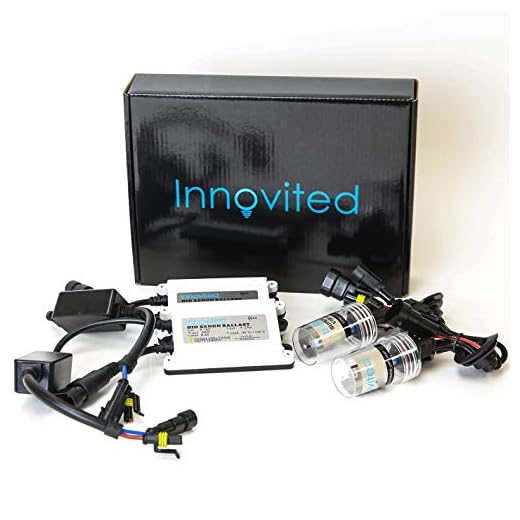 Innovited 55W AC HID bundle with (1 Pair) Slim Ballast and (1 Pair) Xenon bulb H11 H9 H8 6000K (Diamond White)
