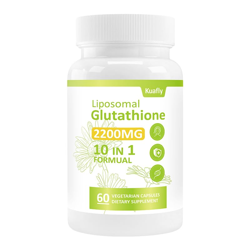 Liposomal Glutathione 2200 MG per Serving, 10-in-1 Comprehensive Formula with Vitamin C, Alpha-Lipoic Acid, Resveratrol, Milk Thistle, Non-GMO Nutritional Supplement 60 Capsules White Unflavored 60 Count (Pack of 1)