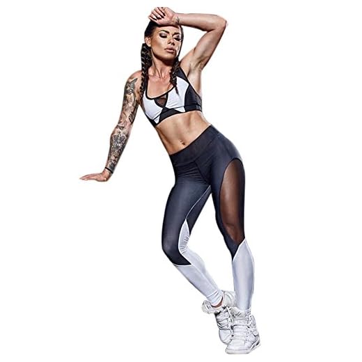 Deportivos Pantalones Mujer Empalme Deportes Mallas Leggings Yoga Elastico Cintura Altura para Running Gimnasio Entrenamiento Fitness Fannyfuny