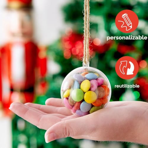 Miniatura 2 de The Twiddlers - 48 Bolas Transparentes Rellenables Para Decoración De Árbol De Navidad, Decoración De Fiesta De Navidad, Decoración Artística Y Adornos De Manualidades, 8 Cm