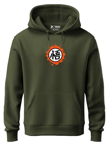 Image of XENOVAURBAN Anime Hoodie | Unisex Fit Cotton Fleece | Graphic Printed Pullover Hooded Sweatshirt - HOPU-FB-DBZ-OLV-XL
