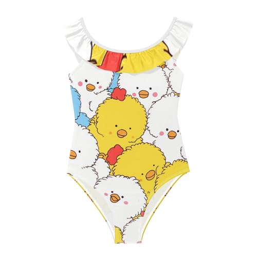 Bañador para niñas suave y transpirable SyXIOP en color amarillo y blanco
