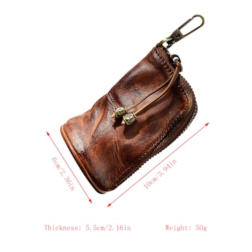 1 Pcs Leather Mini Medieval Pouch Keychain, Coin Organizer, Change Holder,Card Case, Genuine Leather Zipper Storage Bag for Men & Women2