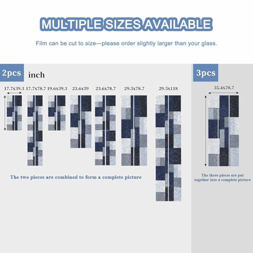 Black Blue Patchwork Ventana Vinilo Privacidad 17.7x39.3 in miniatura 6