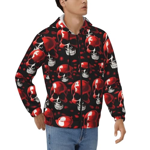 Sweat à capuche squelettes rouges veste zippée manches longues