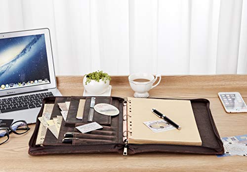 image for AZXCG Padfolio with 3 Ring Binder, Padfolio Double Zipper, Resume Port