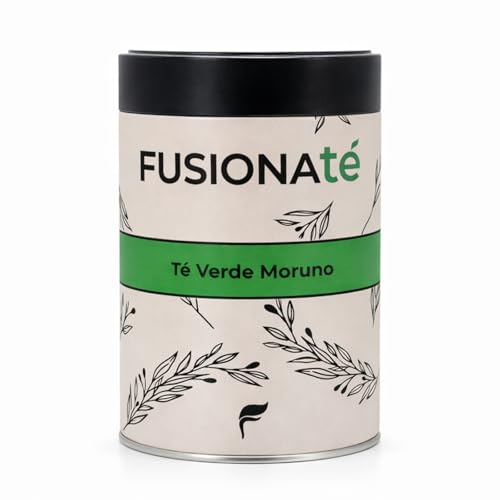 FUSIONATÉ Té Verde Moruno con Hierbabuena a Granel, Lata 150 g de Té Natural Refrescante y Aromático, 100% Natural, Ideal para Infusión Caliente o Fría