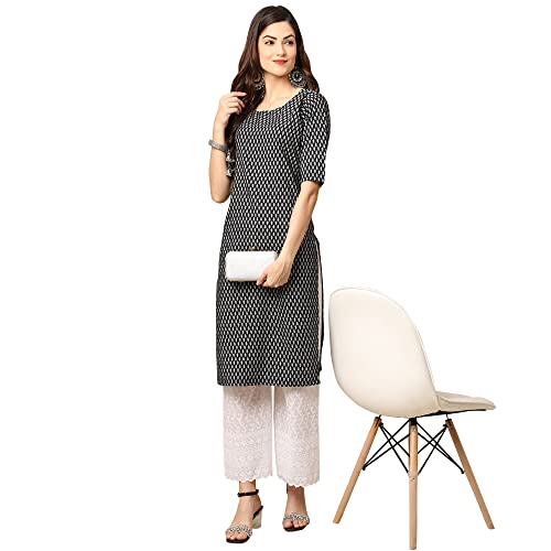 Image of Pinkmint Women's Crepe Grey Color Floral Printed Straight Kurti[NB-530357]