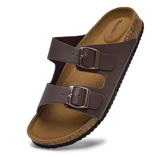 Torotto Genuine Leather Mens Slides with Cork...