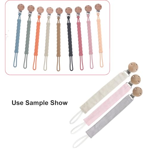 Image of Natural Beech Wood Round Pacifier Clips Suspender Clips Sutoyuen Wood Pacifier Clip Holder Charm for DIY Babies Dummy Chain Accessories 30 Pieces (with Hole)