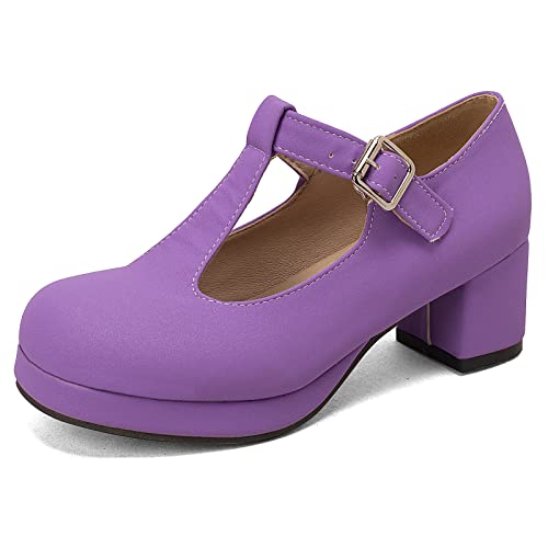 Escarpins femme talon moyen Lizoleor violets : soulagement pieds larges et bout carré unique